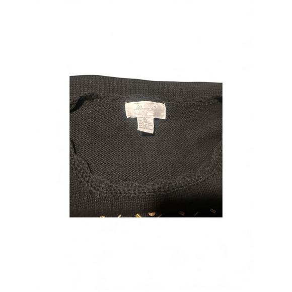 Vintage 80s 90s Margule's Gold Sequin & Beaded Black Ramie Sweater Size Med - Picture 4 of 5